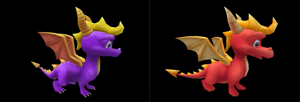 Spyro and Flame's in-game models in the model viewer