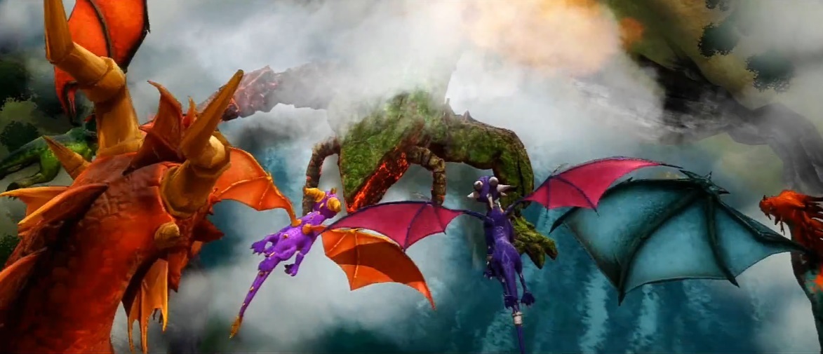 A dragon soldier with Spyro, Cynder, Ignitus and Terrador