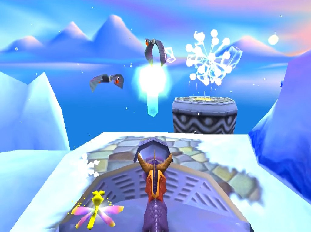 Spyro operating the cannon to shoot the birds. How does he fire it?