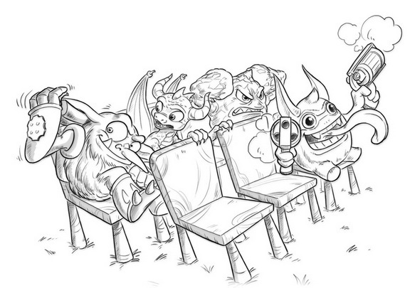 Boomer, Spyro, Eruptor, and Trigger Happy attending Gill Grunt's concert.