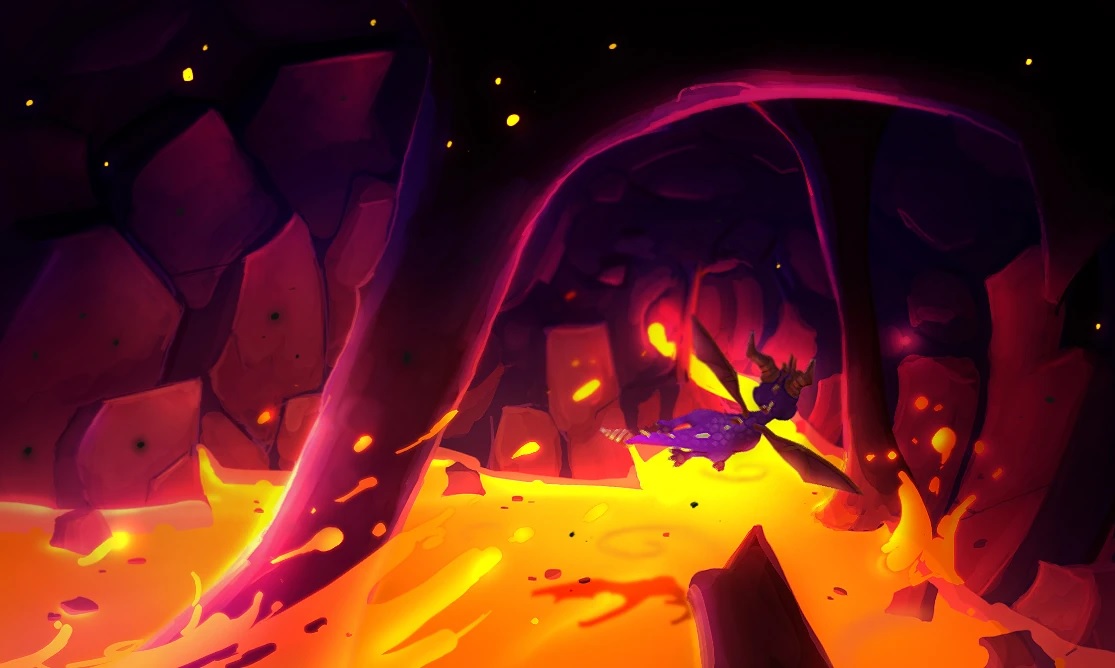 Concept art of Spyro escaping from Cynder