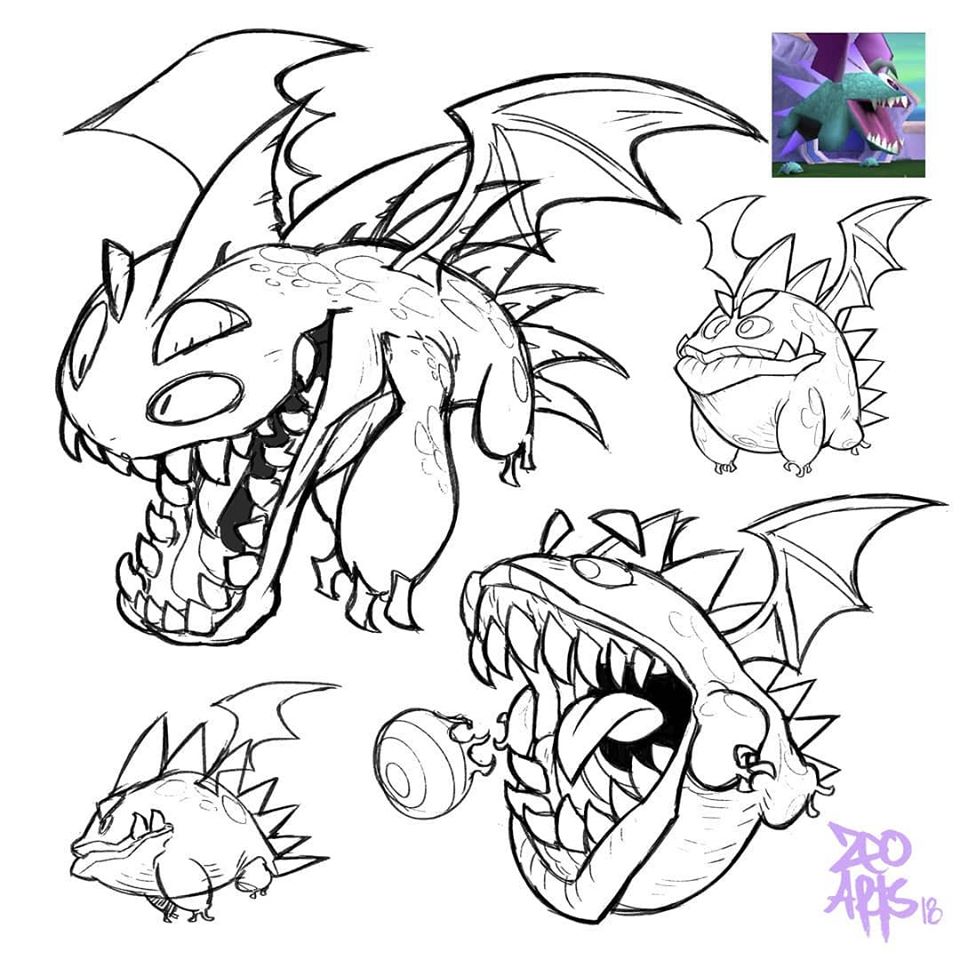 Spyro Reignited Trilogy concept art of the Flying Gecko by ZeoArts