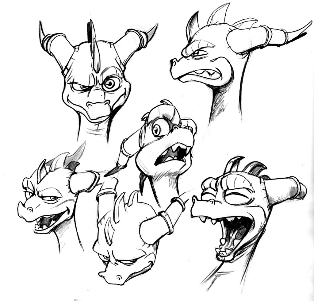 Concept art Spyro's expressions by Yannick Corboz