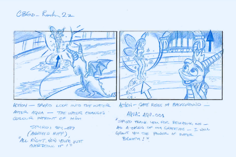 Storyboard of Aqua being freed.