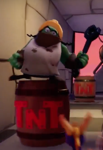 Engineer on a TNT Barrel