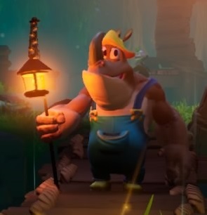 In the correct frame of the animation, can be seen with a happy face.