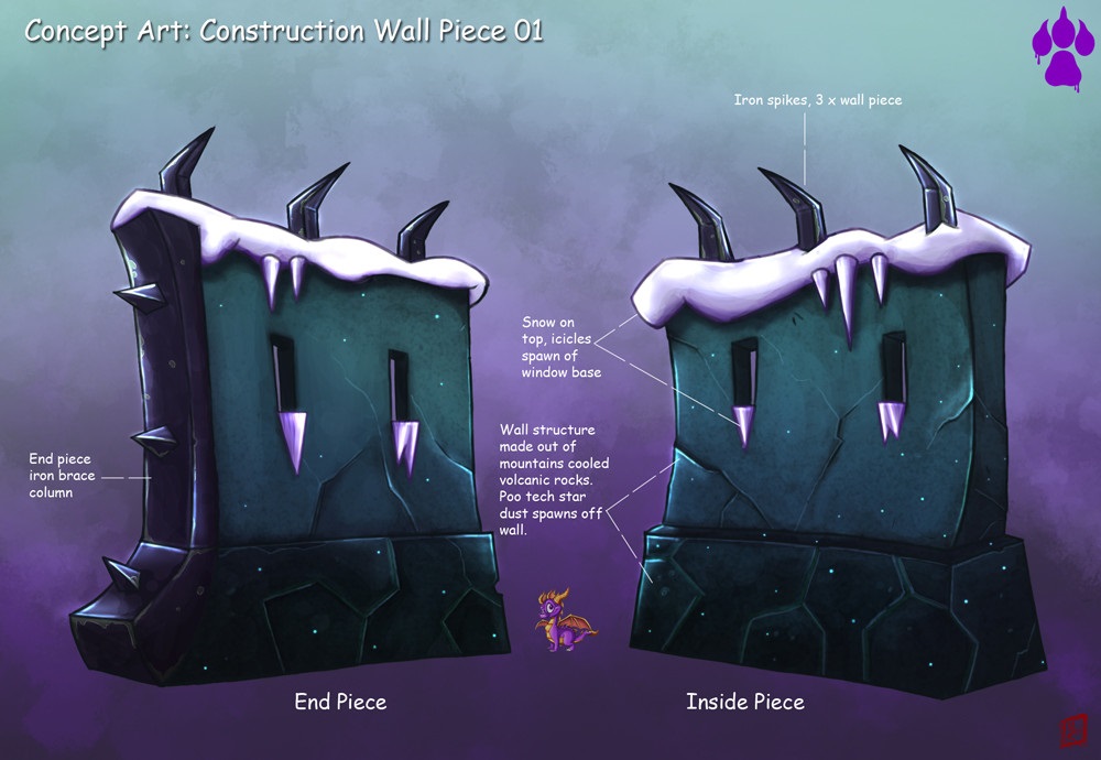 Concept art of a Mountain of Malefor wall by Roderick Wong