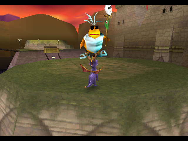 Spyro facing off against Doctor Shemp