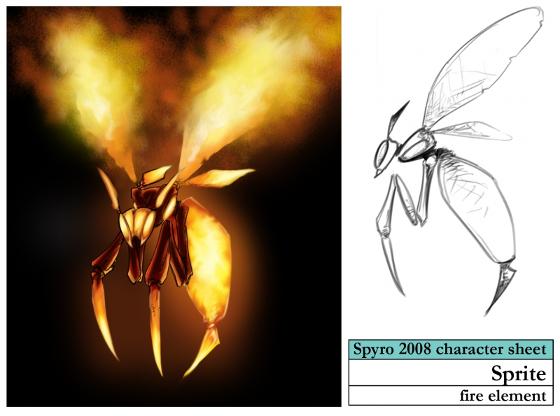 Concept art of a Fire Sprite by Alistar Lockhart